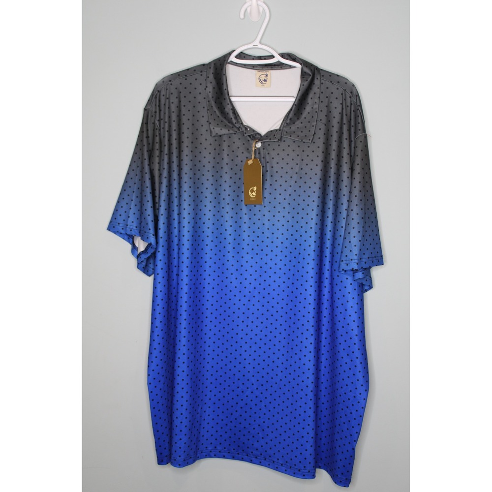 Hardaddy Mens 4XL Blue Grey Ombre Polka Dot Polo Golf Shirt Short Sleeve NWT